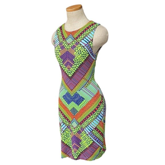 Mara Hoffman Bohemian Bodycon Dress Geometric Colorful Green Purple Size Small S - Picture 2 of 16